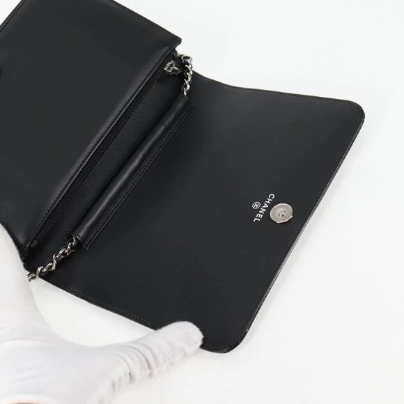 CHANEL Chain Shoulder Bag Enamel Black CC Auth - Picture 11 of 16